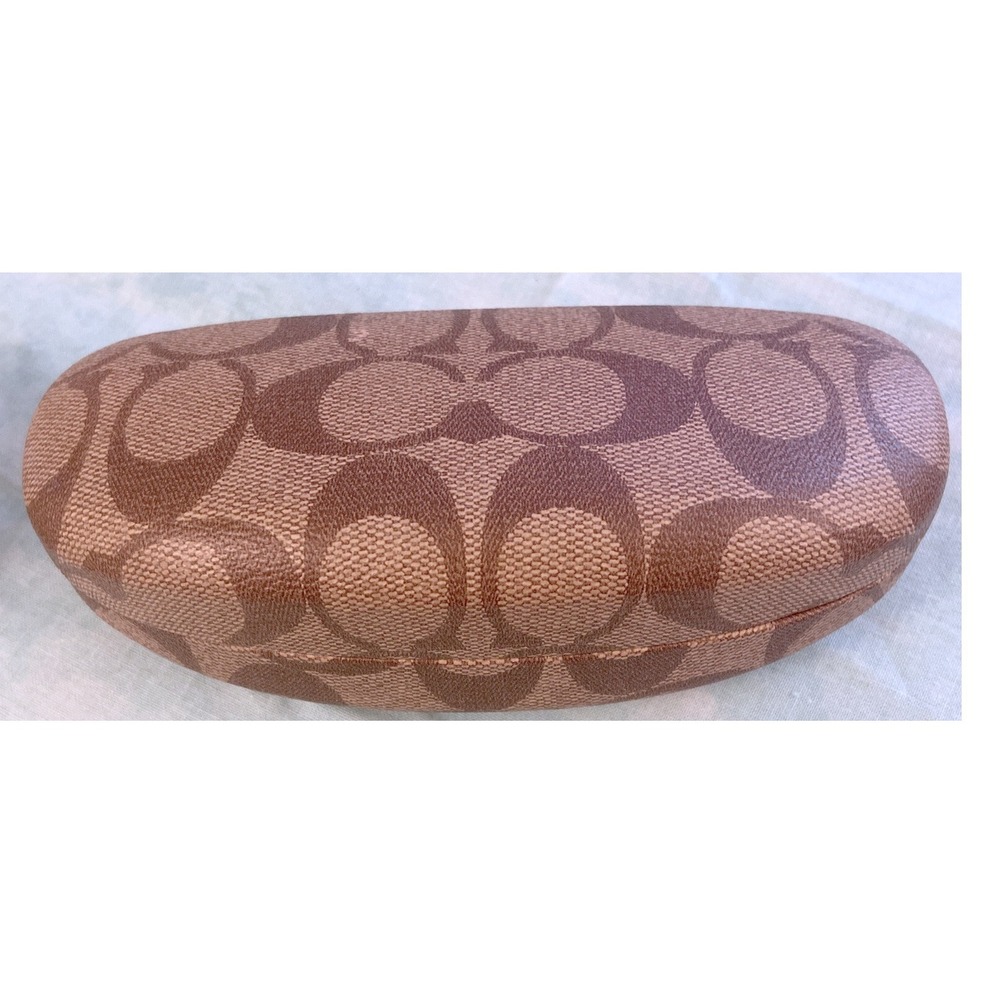 Coach Signature Monogram Hard Shell Sunglasses Eyeglass Case Brown Tan
